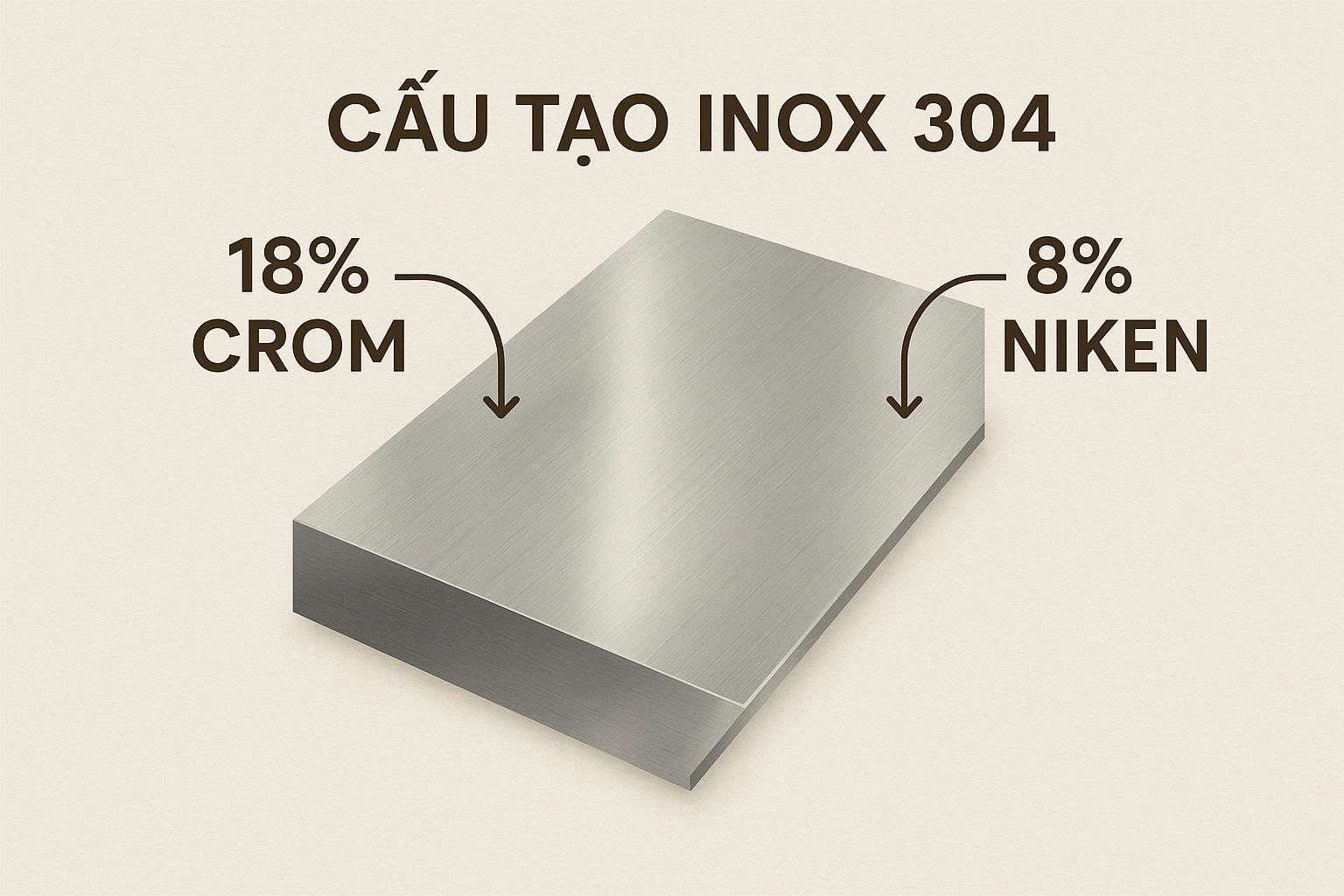 Inox nhập khẩu 304 với thành phần Niken cao giúp chống gỉ hoàn hảo theo thời gian